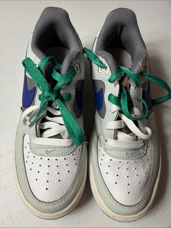 Nike Other - Nike Airforce 1      Kids Sneakers in White, Gray, Blue & Green Laces